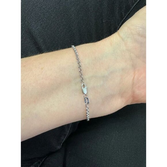 Women 14K White Gold 2.5 MM Wide Lobster Claw 7" Rolo Chain Minimalist Bracelet - Picture 3 of 3
